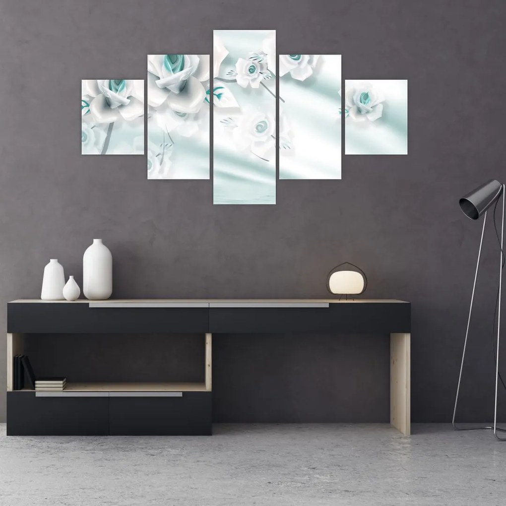 Obraz - Turkusowe kwiaty róży (125x70 cm)