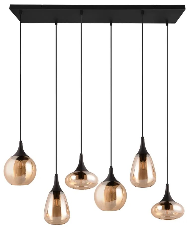 Czarno-pomarańczowa lampa wisząca ze szklanym kloszem Lumina – Trio