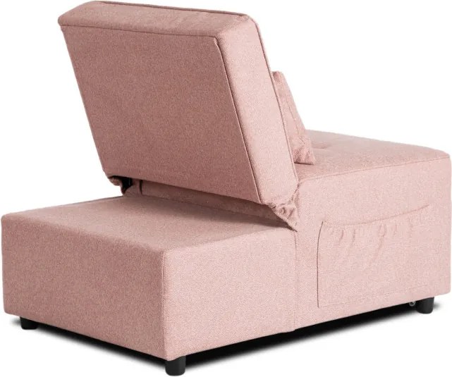Fotel Wypoczynkowy Rozkładany IBERIS 67 cm Różowy Tapicerowany Nowoczesny