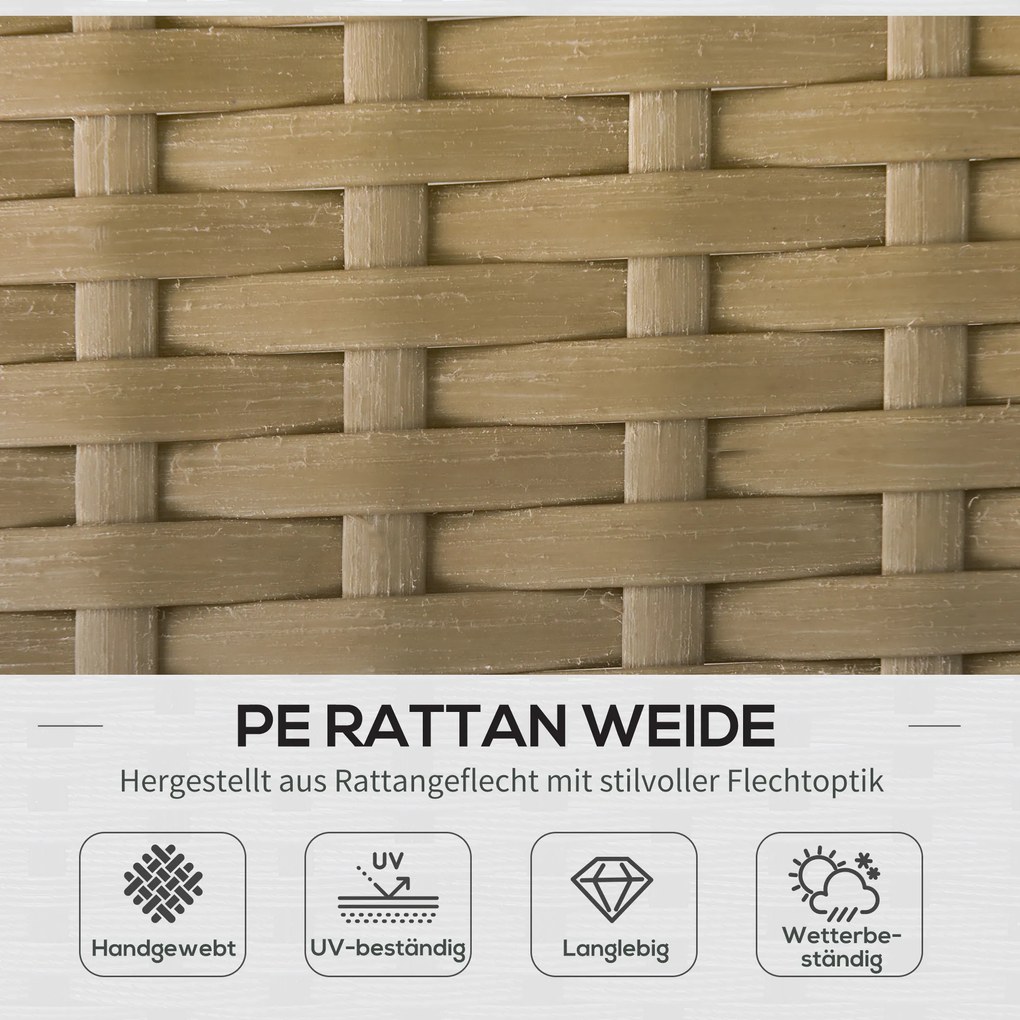 Outsunny 3-cz. zestaw mebli ogrodowych z rattanu PE, 1 narożnikowa sofa, 1 leżanka, w komplecie z poduszkami, odporne na warunki atmosferyczne, kawa + kremowy | Aosom PL