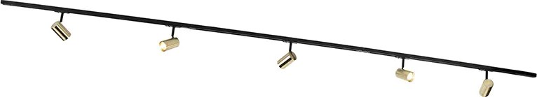 Inteligentny system szynowy czarny ze złotem 1-fazowy 5-świateł w tym WiFi GU10 - Jeana