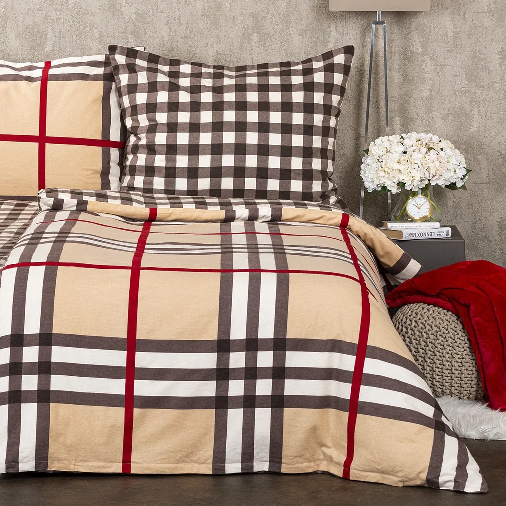 4Home Pościel flanelowa Krata, 140 x 220 cm, 70 x 90 cm, 140 x 220 cm, 70 x 90 cm
