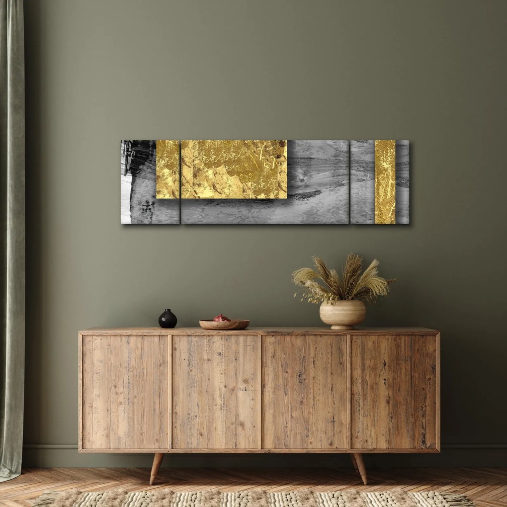 Obraz - Złote kwadraty N⁰2 (170x50 cm)