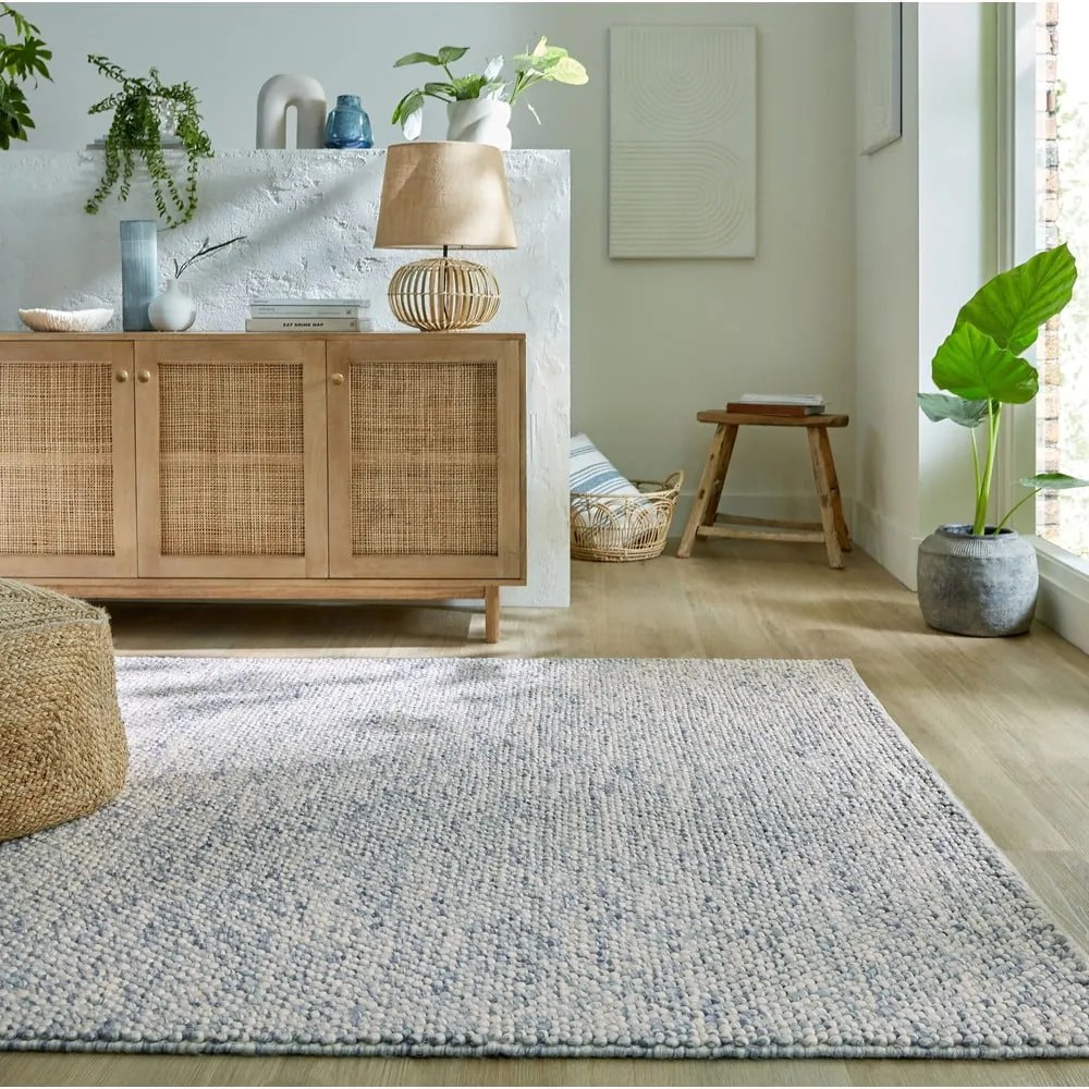 Jasnoniebieski dywan z mieszanki wełny tkany ręcznie 160x230 cm Minerals – Flair Rugs
