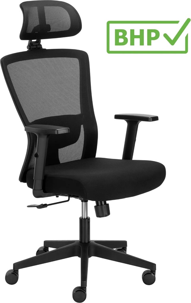 Fotel biurowy siatkowy Olimpus z regulowanym lędźwiem, zgodny z normą BHP