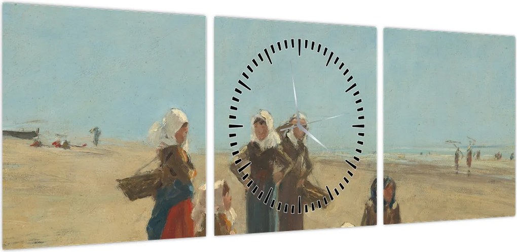 Obraz - Eugène Boudin, Women on the Beach at Berck, reprodukcje (z zegarem) (90x30 cm)