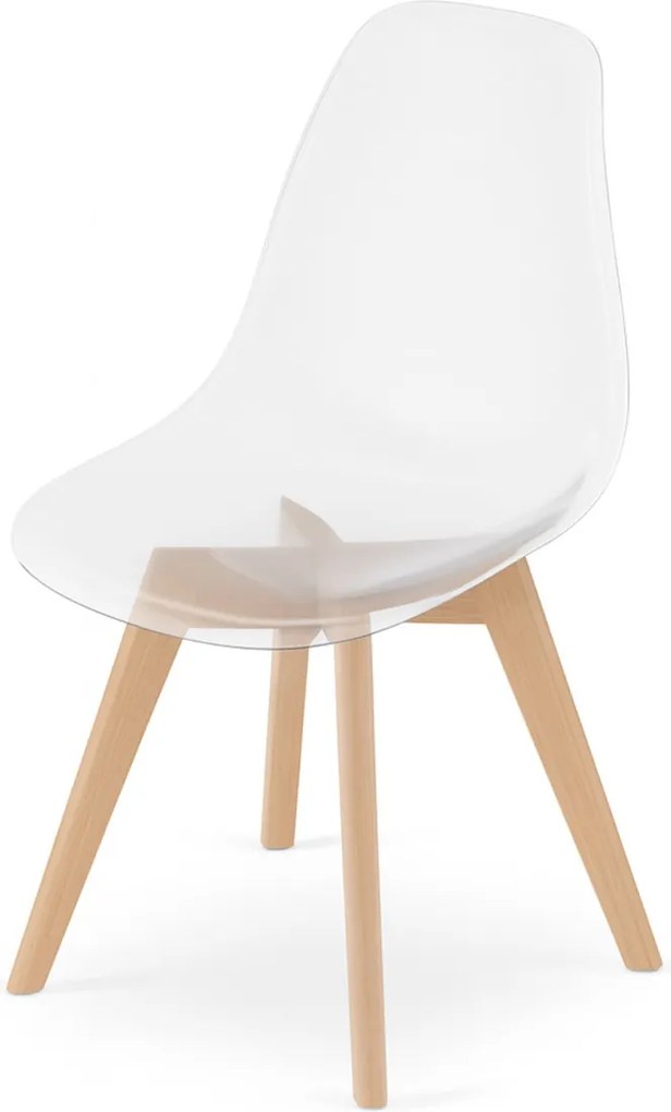 PROMOCJA Przezroczyste krzesło KITO z bukowymi nogami II gatunek