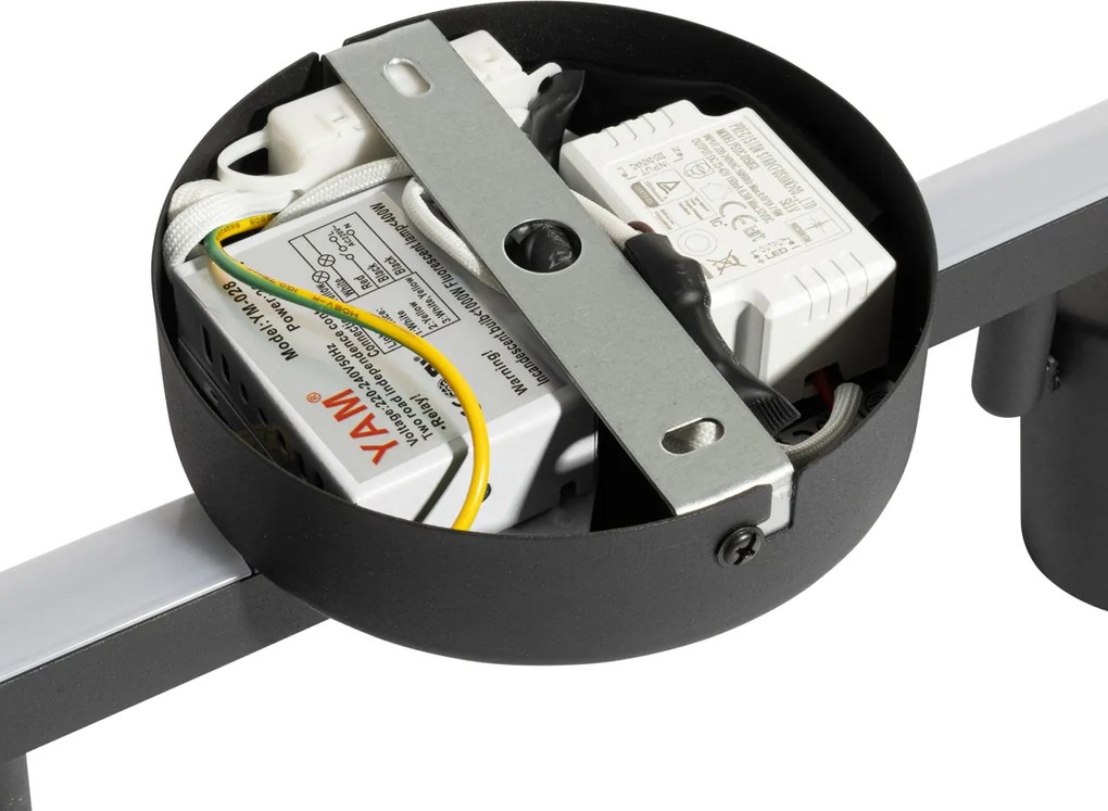 Reflektor sufitowy czarny GU10 50 mm 2-punktowy z podświetleniem i 3-stopniowym przełącznikiem - Back Up