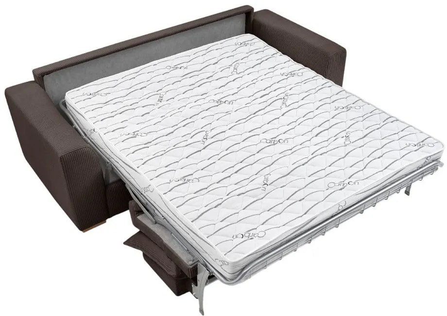 Brązowa sztruksowa rozkładana sofa 225 cm Augustin – Bobochic Paris