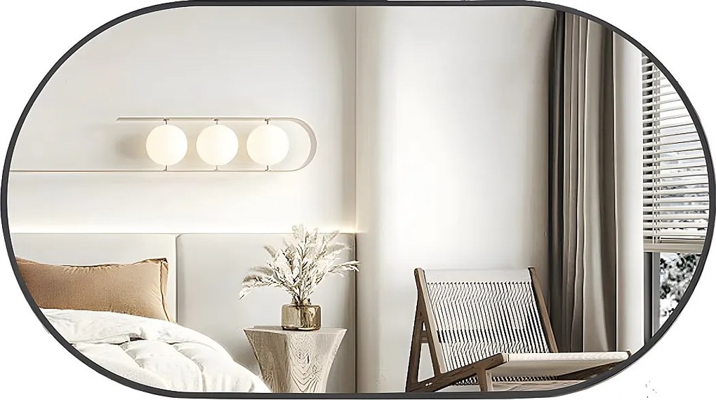 Lustro łazienkowe owalne nowoczesne lustro ścienne pionowe lub poziome 100x50cm