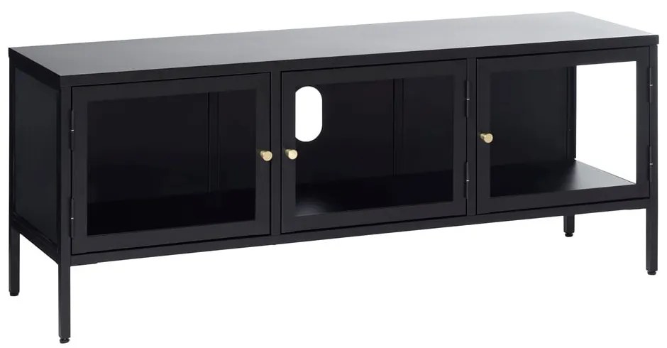 Czarna metalowa szafka pod TV 132x52 cm Carmel – Unique Furniture