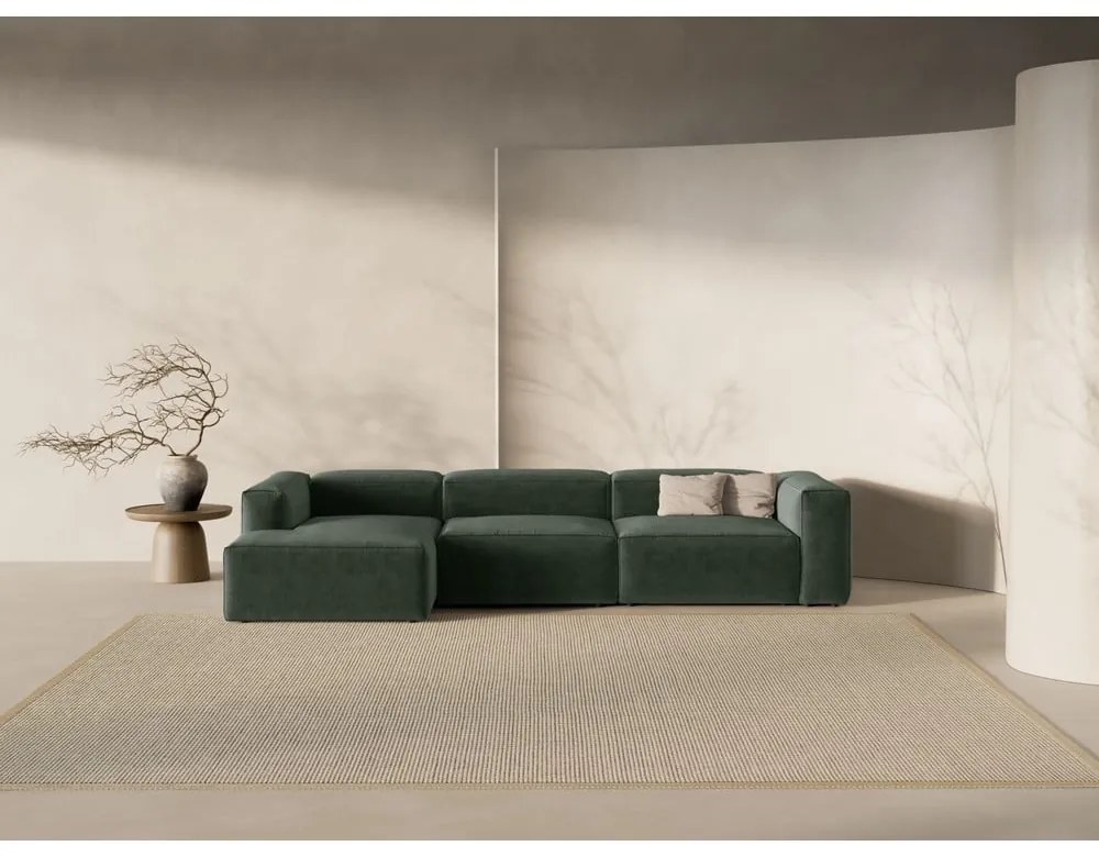 Zielony narożnik (lewostronny/z szezlongiem) Bergamo – Cosmopolitan Design