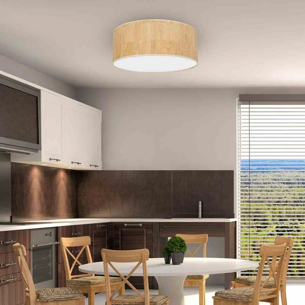 Lampa sufitowa korek, biała, okrągła CORK White/Cork 3xE27 Ø50cm
