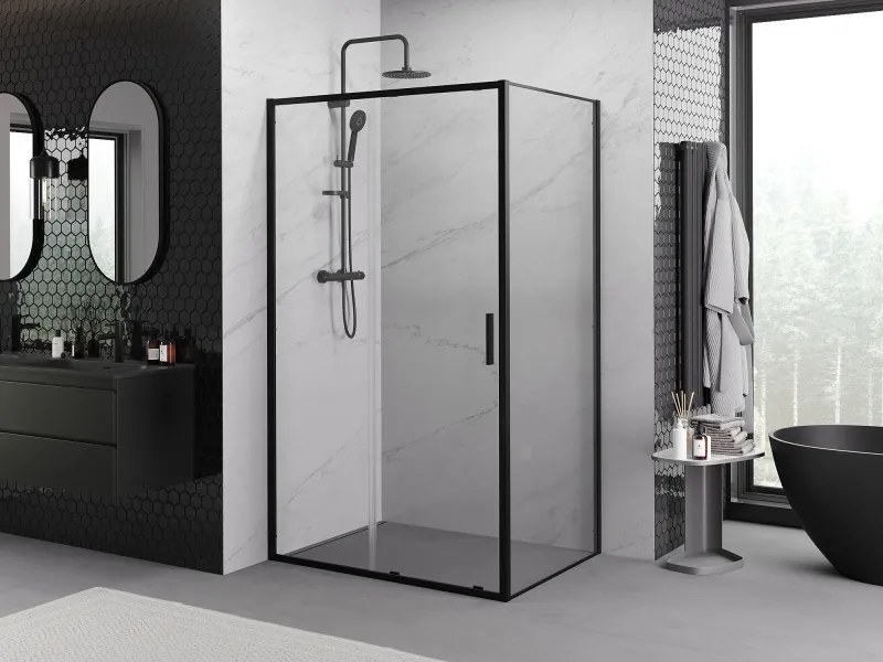 Mexen Exo kabina prysznicowa rozsuwana 110 x 80 cm, transparent, czarna - 8151-110-080-70-00