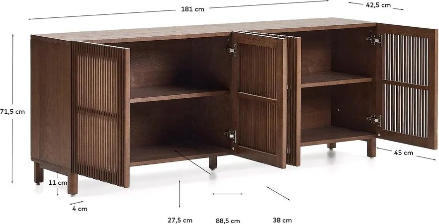 Ciemnobrązowa komoda w dekorze orzecha 181x71,5x42,5 cm Beyla – Kave Home