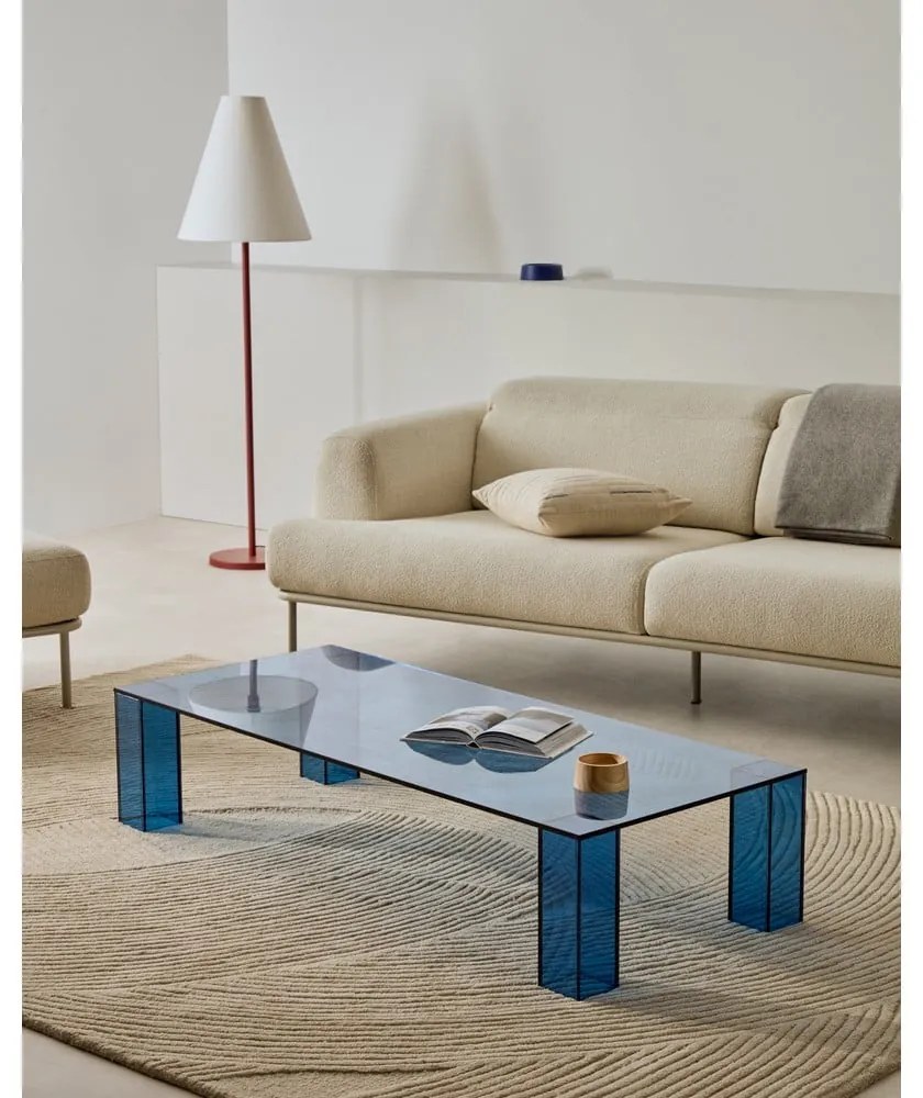 Niebieski szklany stolik 60x140 cm Adularia – Kave Home