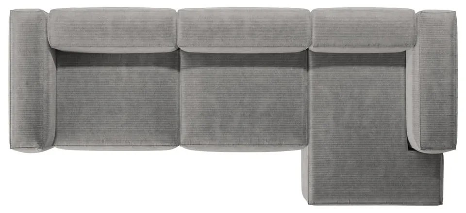 Jasnoszary sztruksowy narożnik (prawostronny/z szezlongiem) Bergano – Cosmopolitan Design