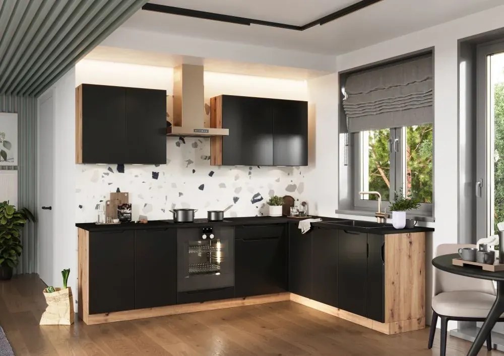 Szafka kuchenna stojąca ISABEL D60S/1 P/L czarny mat/dąb artisan STOLKAR