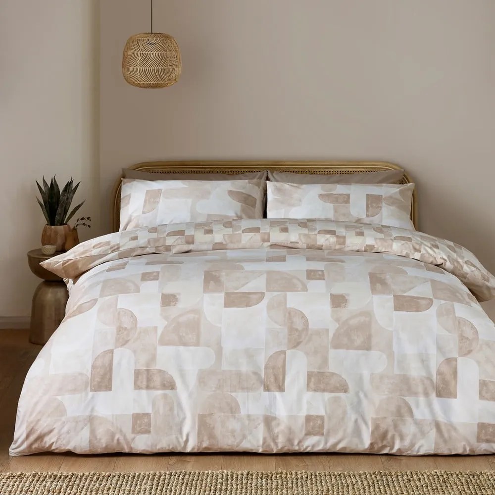 Beżowa pościel dwuosobowa 230x220 cm Sloane Geo – Catherine Lansfield