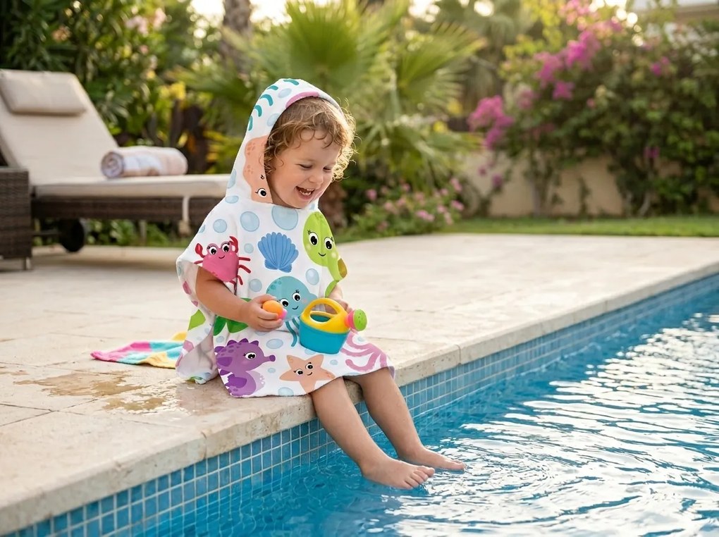 Dziecięce ponczo SPLASH kolorowe 60x120 cm