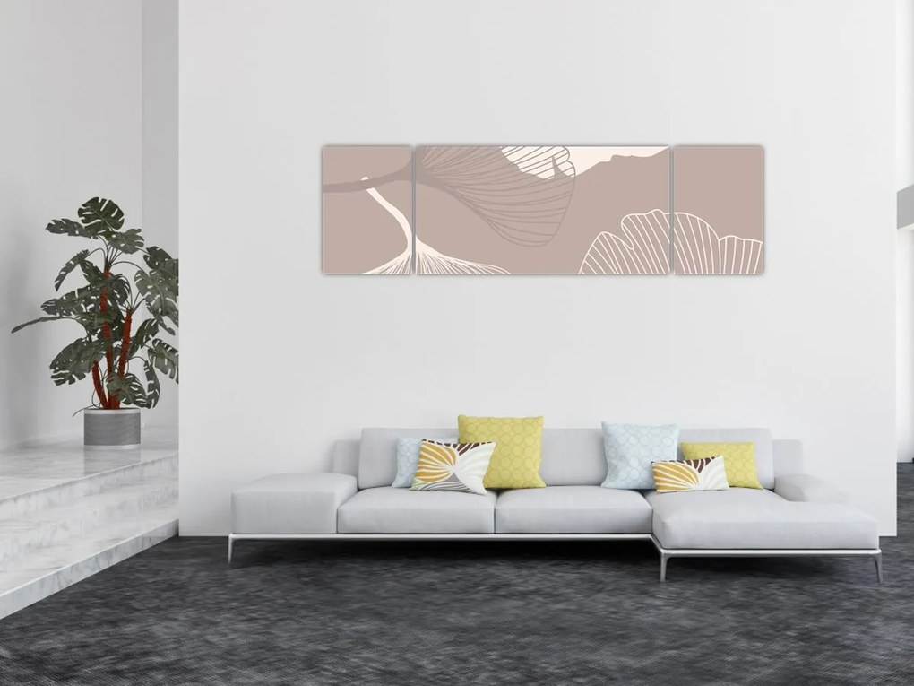 Obraz - Beżowe liście N⁰1 (170x50 cm)
