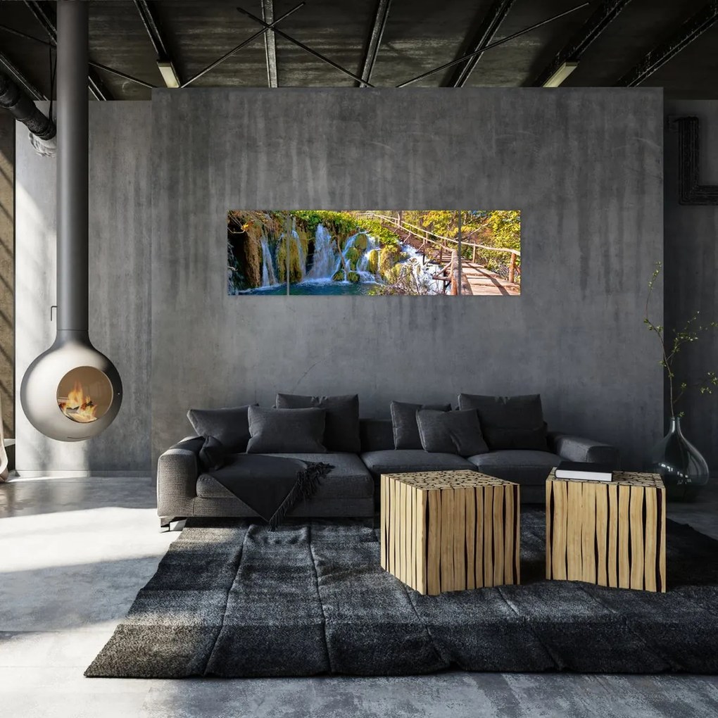 Obraz - Wejście na wodospady (170x50 cm)