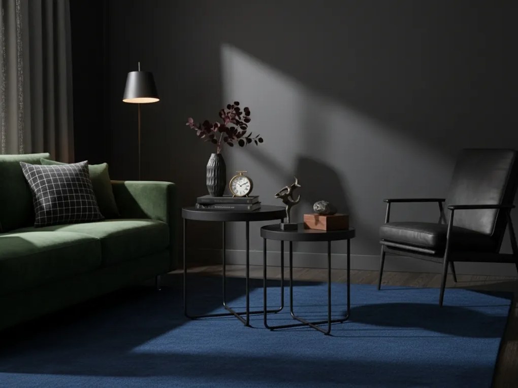 Stoliki pomocnicze ATENA GLASS zestaw 2 szt. Ø 40/45 cm, czarne