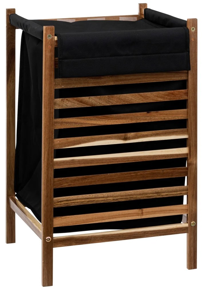 Kosz na pranie Blackacia, drewno akacji, materiałowy pojemnik 50 l