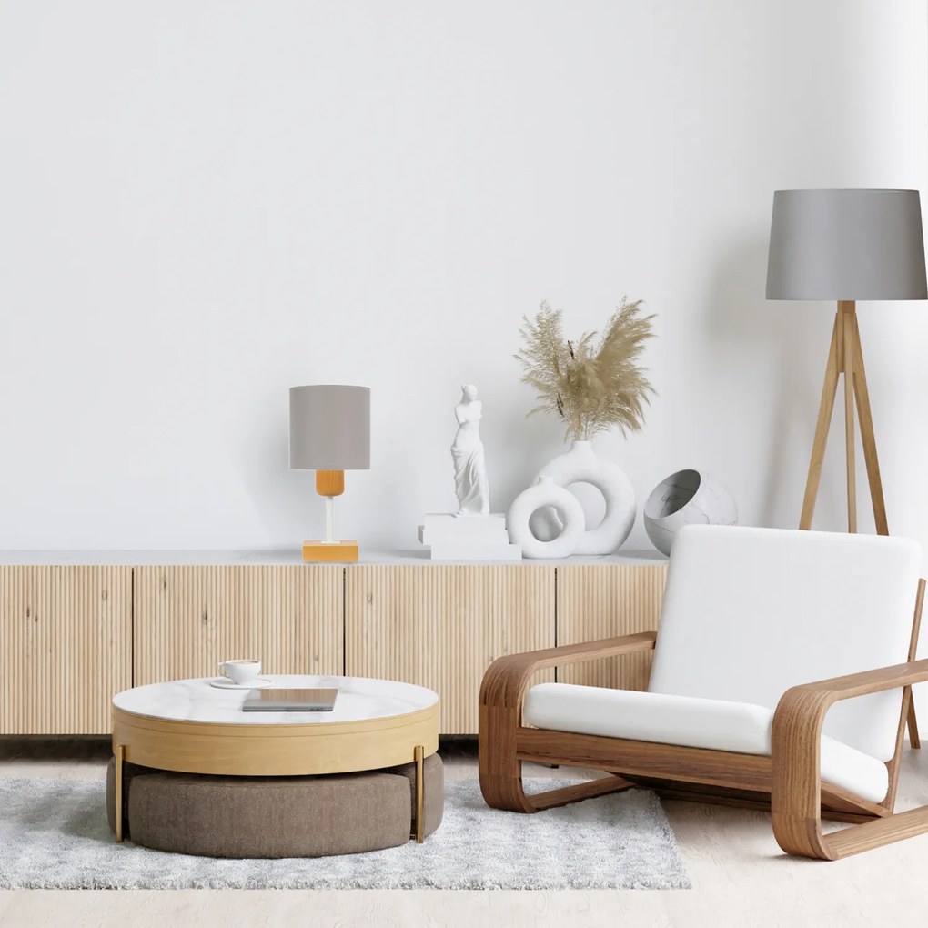 Lampka nocna stołowa CL-TI-DWE10x10BU-GR buk Szara 1xE27