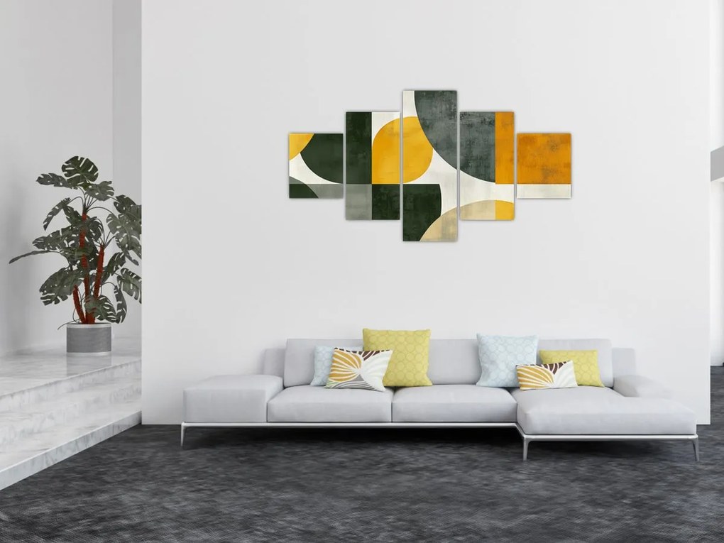 Obraz - Abstrakcja w oliwkowym kolorze (125x70 cm)