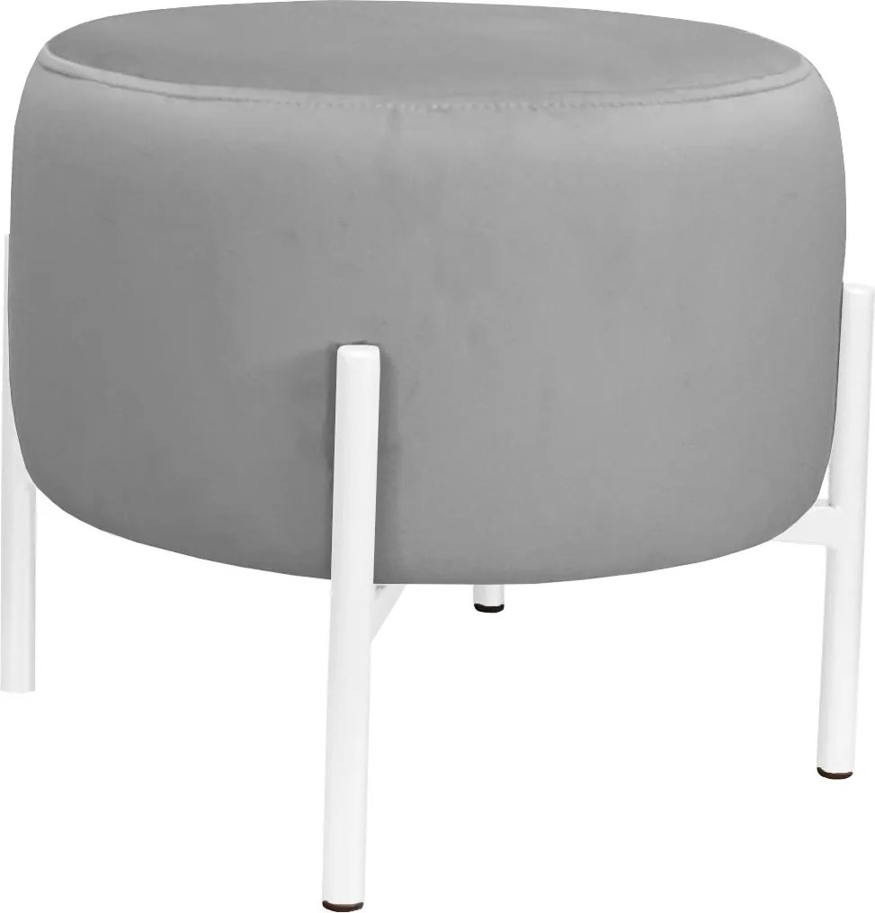 Pufa OLA loft ławka podnóżek metal : Kolor Stelaża - Biały, Kolor tkaniny - VELVET - MG17, Typ tkaniny - Velvet