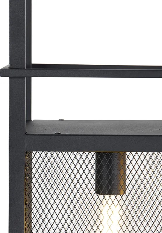 Industrialna lampa wisząca czarna z siatką 4-światłowa - Cage Rack