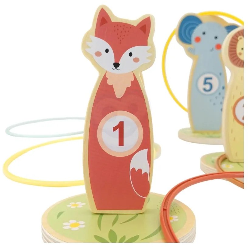 Tooky toy rzut do celu drewniana gra zręcznościowa obręcze 15 el.