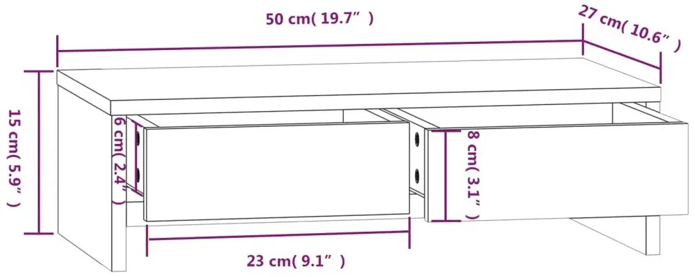 Biała podstawka pod monitor z drewna sosnowego Isent