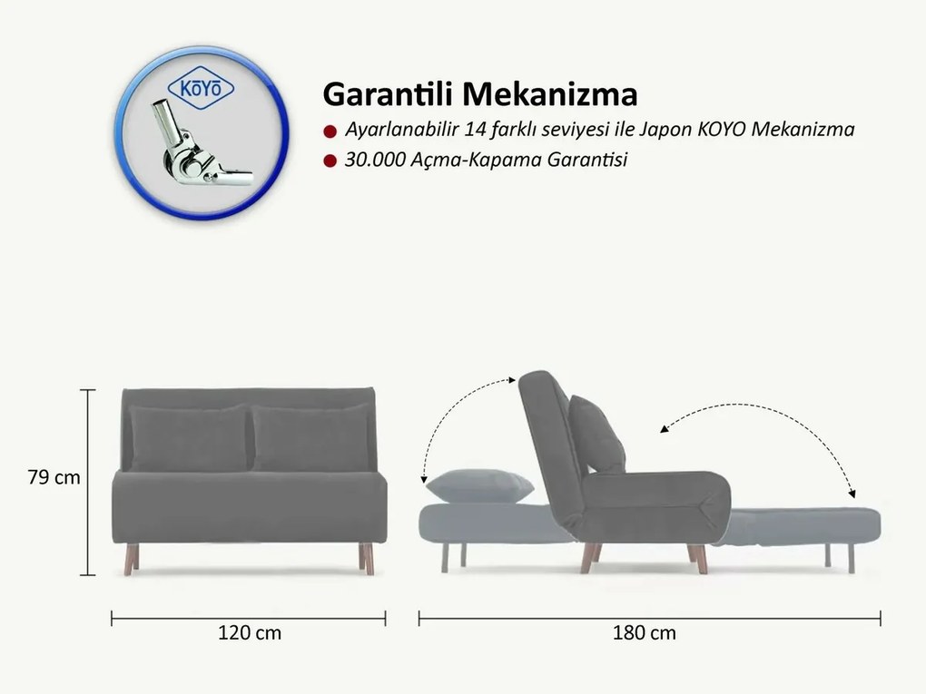 Sofa rozkładana Folde 2 jasnoszara