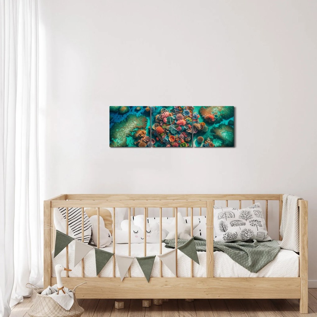 Obraz - Widok na morze (z zegarem) (90x30 cm)
