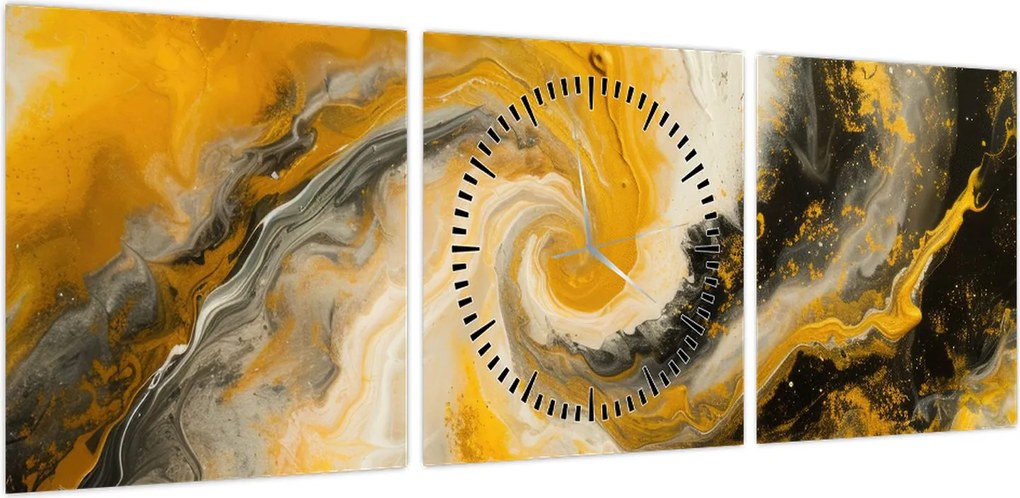 Obraz - Abstrakcja spiralna (z zegarem) (90x30 cm)