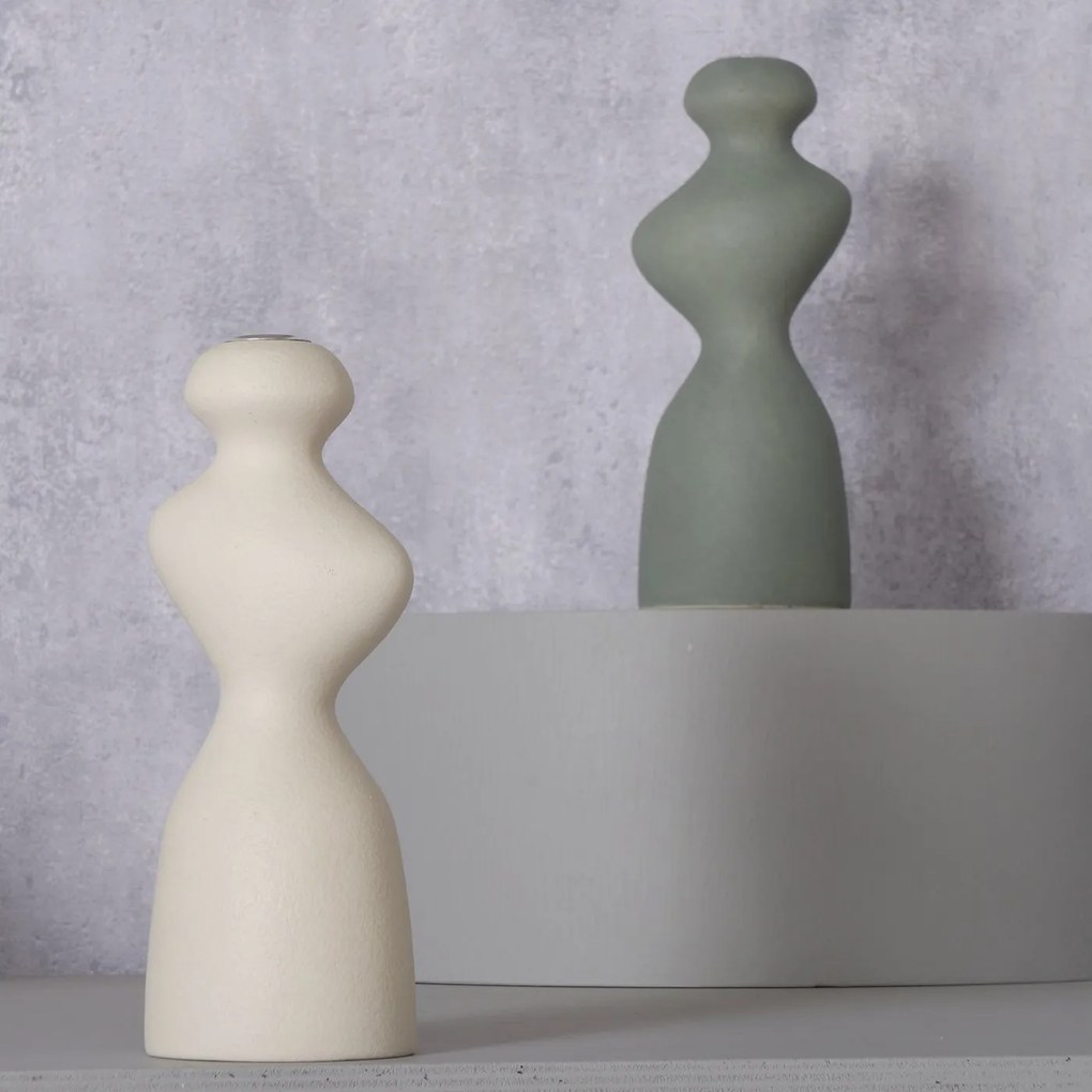 Świecznik ceramiczny o nieregularnym kształcie MORANA, 22 cm
