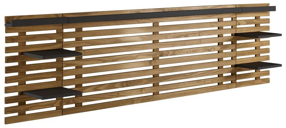 Zagłówek z drewna sosnowego z czarnymi elementami 240x62 cm Nidra – Marckeric