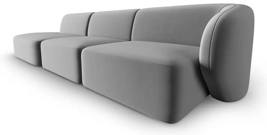 Szara aksamitna sofa prawostronna 311 cm Paolo – Milo Casa