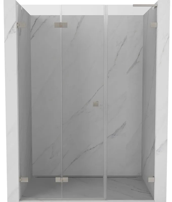 Mexen Lunar-F L drzwi prysznicowe składane lewe 130 cm, transparent, nikiel szczotkowany - 836SL-130-050-97-00-L