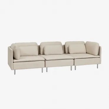 Sofa Modułowy 3-częściowy Oriol Tkaniny Beżowy Krem - Sklum