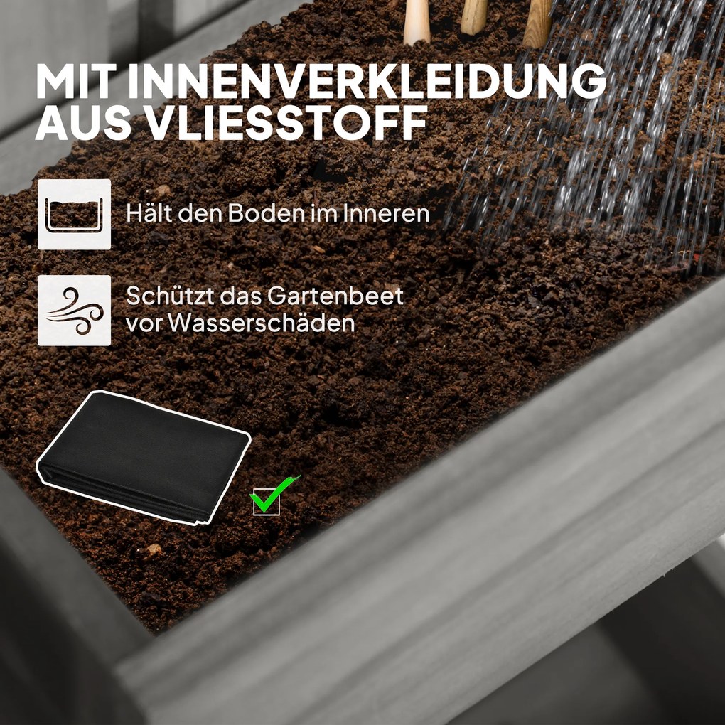 Outsunny Zestaw skrzynek na kwiaty, montaż ścienny, swobodnie przenośne, lite drewno, 60 x 16 x 80 cm | Aosom PL