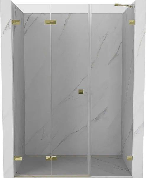 Mexen Lunar-F drzwi prysznicowe składane lewe 130 cm, transparent, złote - 836S-130-050-50-00-L