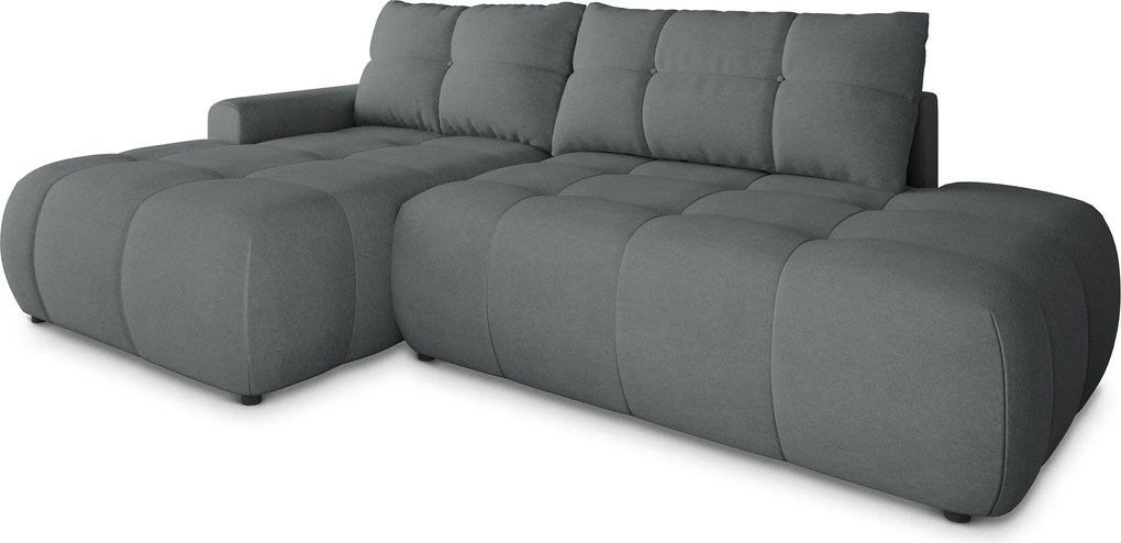 Masseno Narożnik FLUMA z funkcją spania i pojemnikiem na pościel Narozniki L, Rozkładana sofa - Szary, CASTEL 93