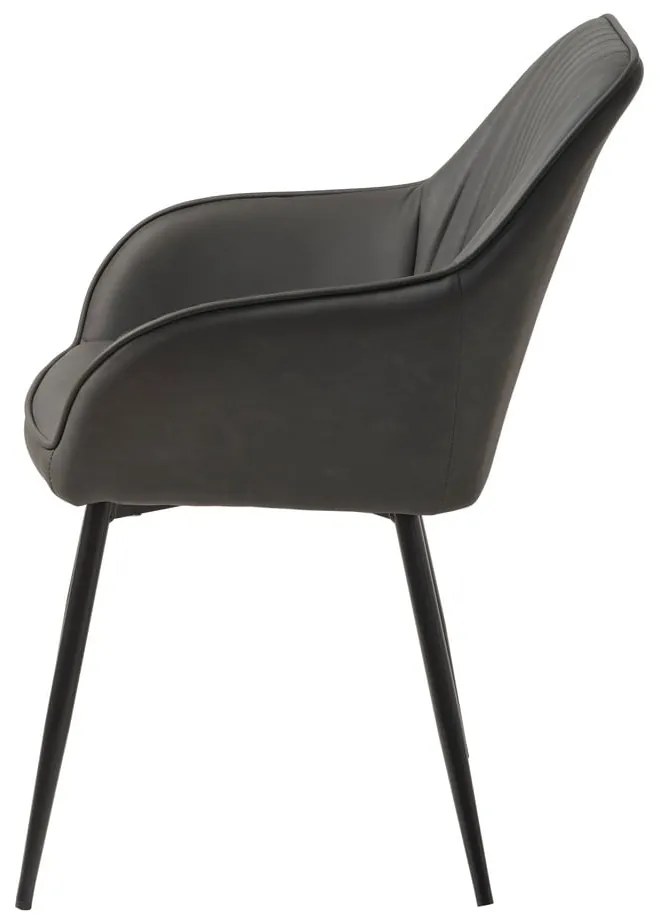 Ciemnoszare krzesła z imitacji skóry z podłokietnikami zestaw 2 szt. Nolan Stripe – Unique Furniture