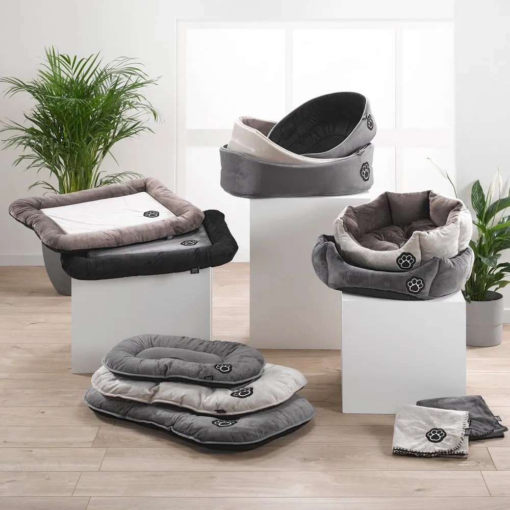 Szare zamszowe legowisko dla psów ø 50 cm Flakes – Love Story