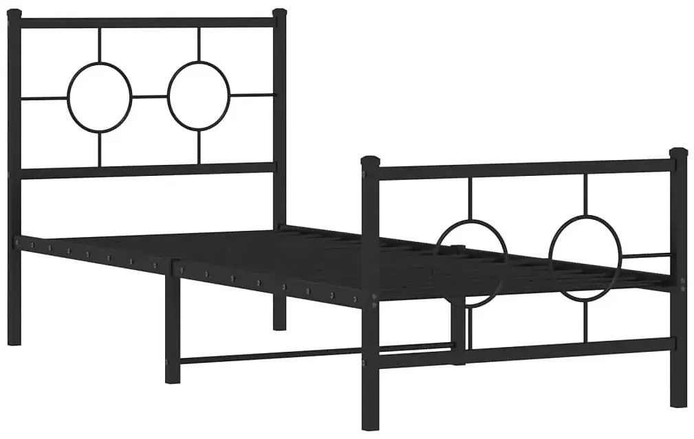 Czarne metalowe łóżko loftowe z zagłówkiem 80x200 cm - SLIM