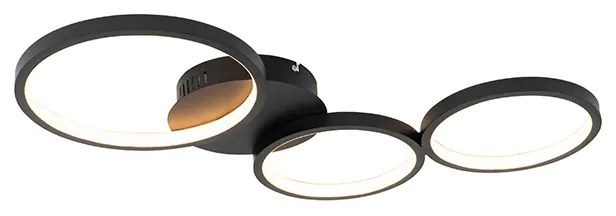 Designerska lampa sufitowa czarna w komplecie z LED 3-stopniowy ściemniacz 3-światła - Pande