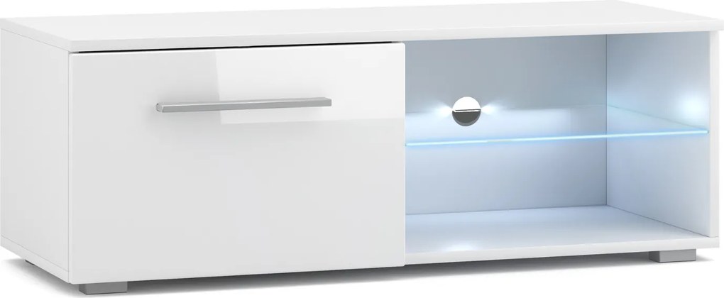 Szafka RTV do Salonu MOON 100 cm LED Biała Nowoczesna